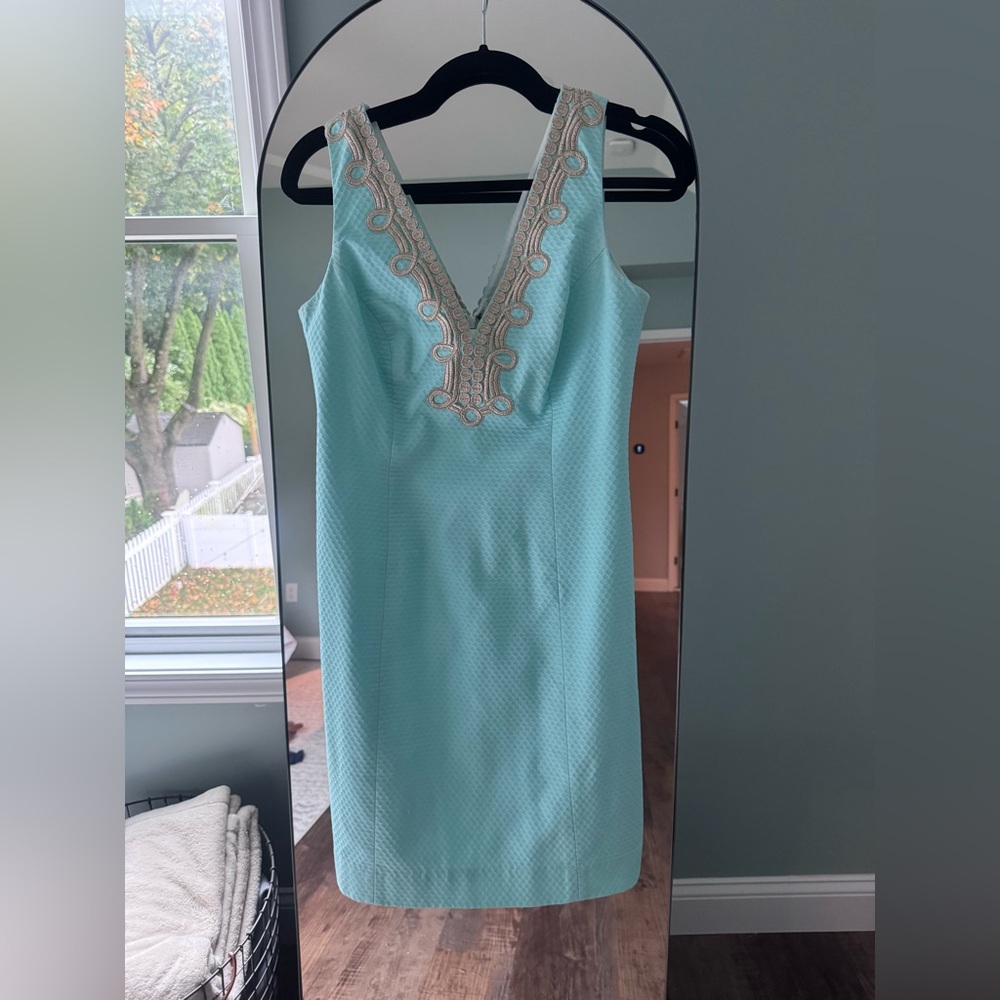 Lilly Pulitzer Turquoise Dress with Silver Embroidery